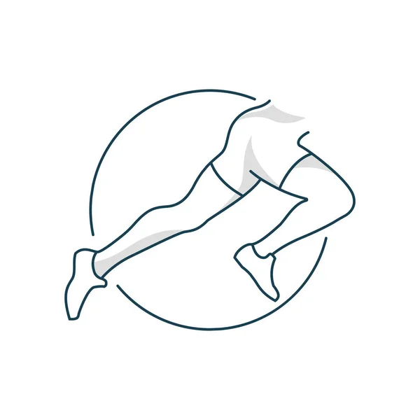 Női nő lába futó cipő elszigetelt fehér háttér vektor illusztráció. Fitness. Sport. Tornaterem logó. Testépítés. Lakás. Vonalas. — Stock Vector