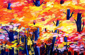 Картина, постер, плакат, фотообои "autumn acrylic hand painting", артикул 140066980