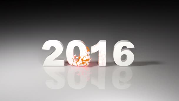 Jaar 2016 veranderingen in nieuwe jaar 2017 met explosie en implosie — Stockvideo