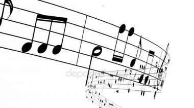 Beyaz arka plan üzerinde sorunsuz animasyon akan müzik notlar         