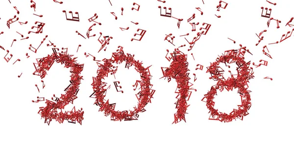 Nouvel an 2018 fait à partir de notes de musique Image En Vente