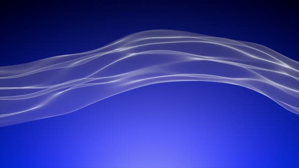 青の背景にスローモーションで抽象的な白い波 — ストック動画