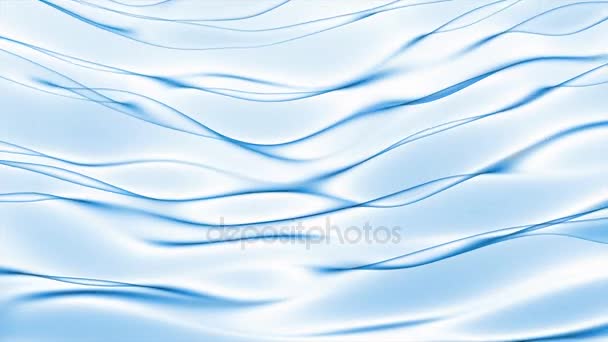 Абстрактная синяя волна в замедленном движении на белом фоне — стоковое видео