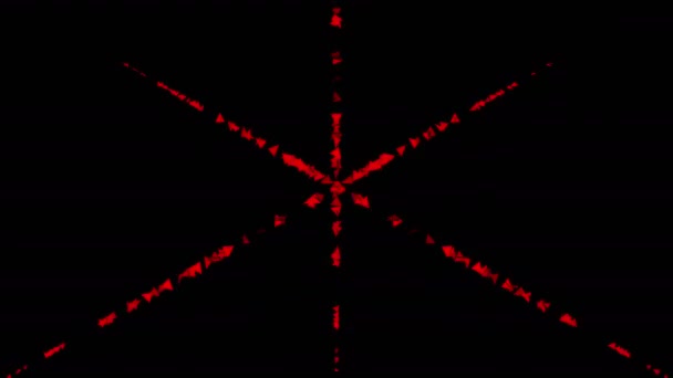 Movendo Linhas Cruzadas Triângulos Vermelhos Fundo Preto Abstrato Movendo Fundo — Vídeo de Stock