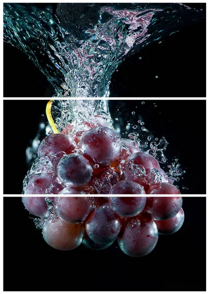 Κολάζ έννοιας με μία ενιαία φωτογραφία από ένα φρούτο σταφύλι — Φωτογραφία Αρχείου