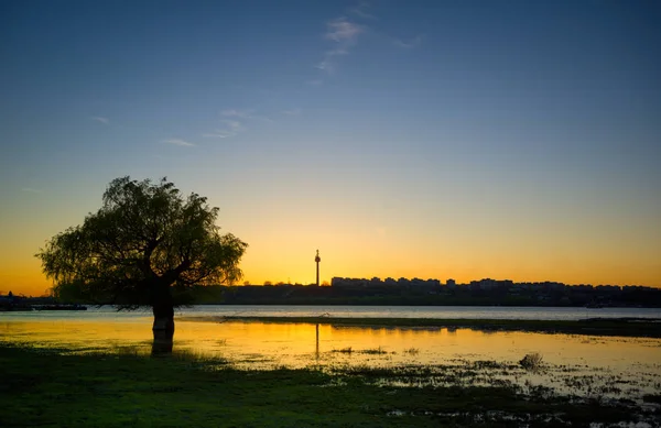 Sunset on danube — Stock Photo, Image