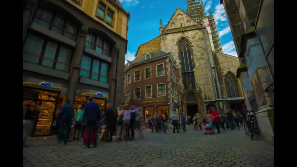Aachen Germania Agosto 2017 Crowd Walking Shopping Street Timelapse — Video Stock