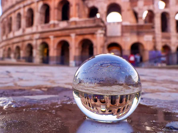 Usando Bola Cristal Bola Lente Para Crear Una Buena Fotografía — Foto de Stock