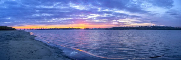 Панорама Дунаю Галаті Заході Сонця — стокове фото