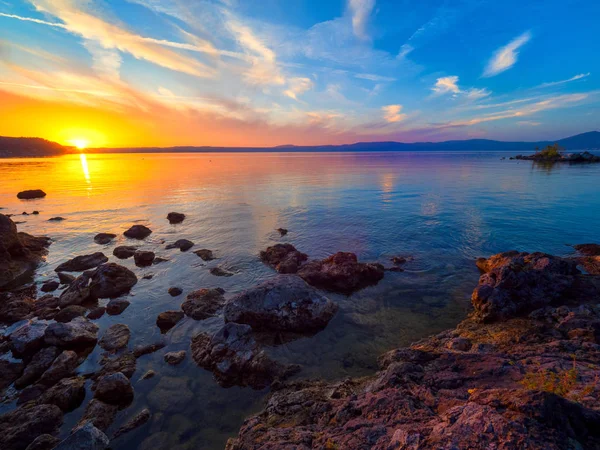 Breathtaking Sunset Bracciano Lake Italy — Stock Photo, Image