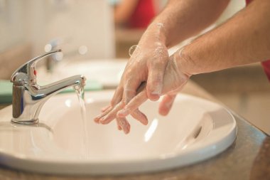Corona virüsünün önlenmesi için sabuncuyla el yıkama, Coronavirus yaymayı durdurmak için hijyen..