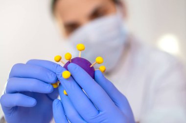 CDC laboratuvarında çalışan genç bilim kadını Coronavirüs planını analiz ediyor.