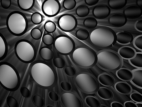 3d illustration of an array of tubes