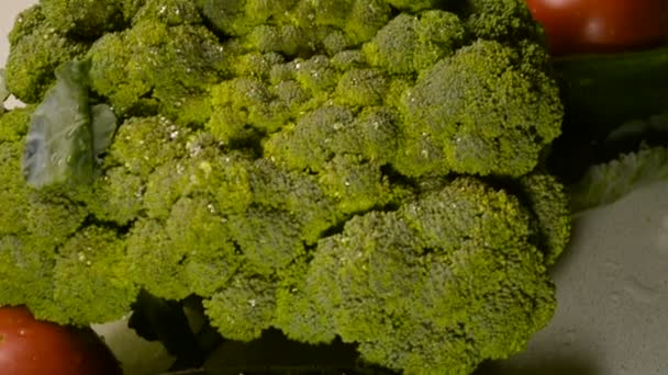 Verduras frescas sobre la mesa — Vídeo de stock