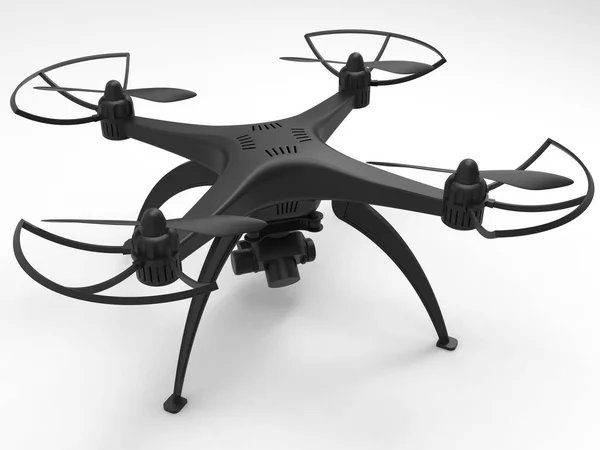 Illustrazione 3d di un drone su sfondo bianco — Foto Stock