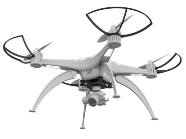 Beyaz bir arka plan üzerinde ışıklı siyah beyaz parazit 3D çizimi