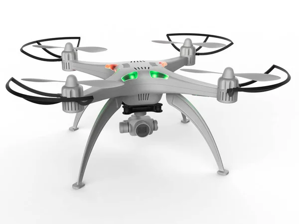 3D illusztrációja a drone, a fények, fehér alapon Stock Fotó