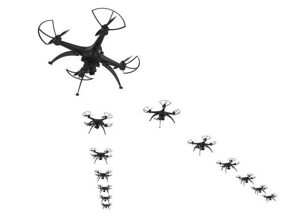 3d ilustración de una cuña de drones sobre un fondo blanco —  Fotos de Stock