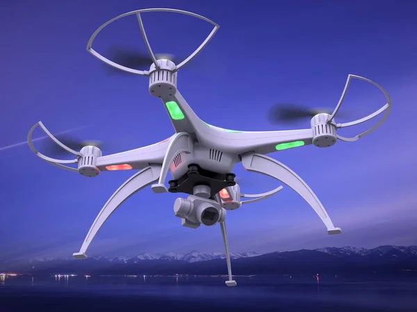 Illustrazione 3d di un drone in volo — Foto Stock