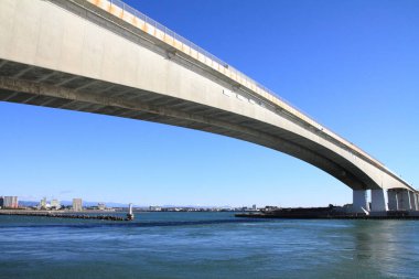 Hamana Köprüsü ve Hamanako gölde Hamamatsu, Shizuoka, Japonya
