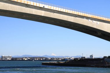 Hamana köprü, Hamanako Gölü ve Mt. Fuji Hamamatsu, Shizuoka, Japonya