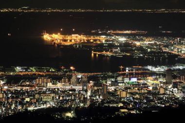 10 milyon dolar gece görünümü Kobe, Japonya