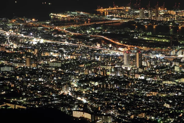 10 milionů dolarů noční pohled z Kobe, Japonsko — Stock fotografie