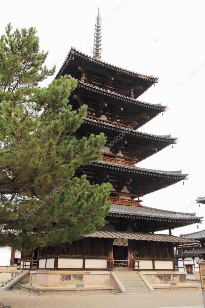 five-story pagoda of Horyu ji in Nara, Japan