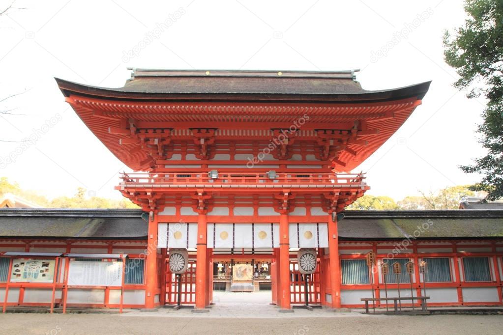 tower gate of Shimogamo shrine in Kyoto, Japan