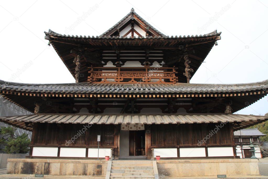 main hall of Horyu ji in Nara, Japan