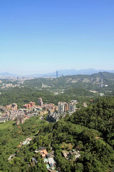 Taipei 101 e paisagem urbana de Taipei de Maokong, Taiwan — Fotografia de Stock