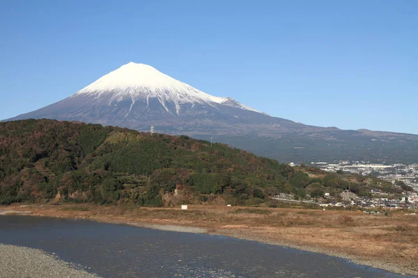 Fuji ποταμό και το Όρος Φουτζιγιάμα Σιζουόκα, Ιαπωνία — Φωτογραφία Αρχείου