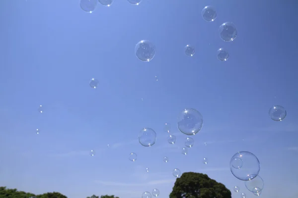 Sapone galleggiante bolla nel cielo blu — Foto Stock