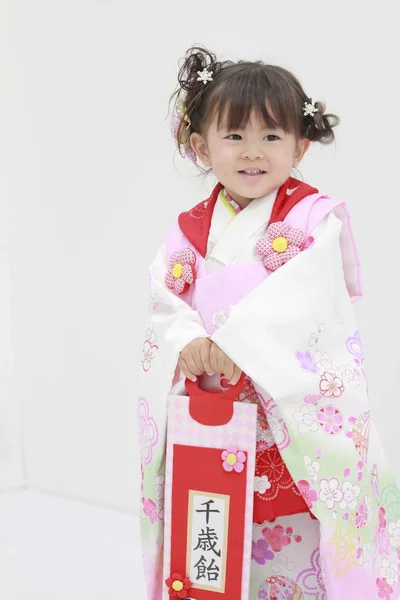 Japanese girl on Seven-Five-Three festival (3 years old) — Stock Photo, Image