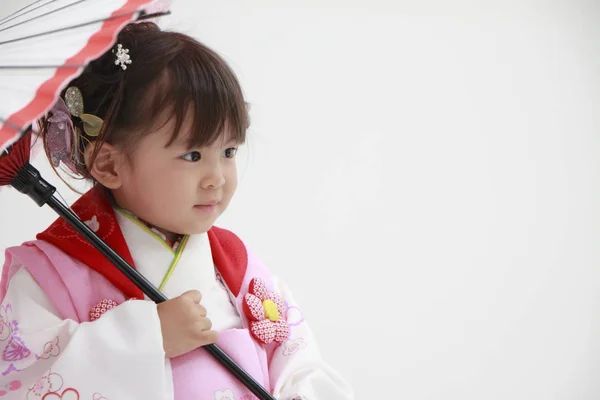 Japanese girl on Seven-Five-Three festival (3 years old) — Stock Photo, Image