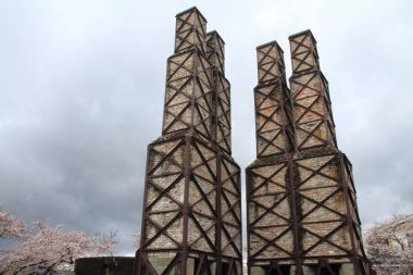 Nirayama reverberatory fırınlar ve kiraz çiçekleri Izu, Shizuoka, Japonya