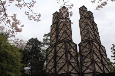 Nirayama reverberatory fırınlar ve kiraz çiçekleri Izu, Shizuoka, Japonya