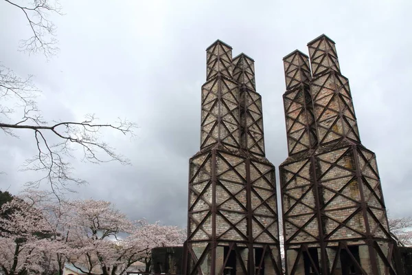 Nirayama reverberatory fırınlar ve kiraz çiçekleri Izu, Shizuoka, Japonya