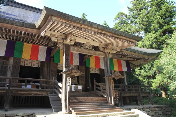 Hlavní hala Risshaku ji (Yamadera) v Yamagata, Japonsko — Stock fotografie