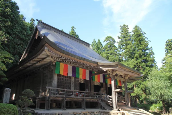 Belangrijkste hal van Risshaku-ji (Yamadera) in Yamagata, Japan — Stockfoto