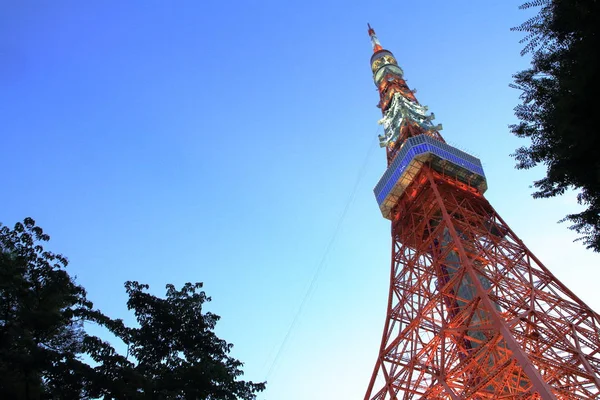 Torre de Tóquio em Shiba, Tóquio, Japão (cena noturna ) — Fotografia de Stock