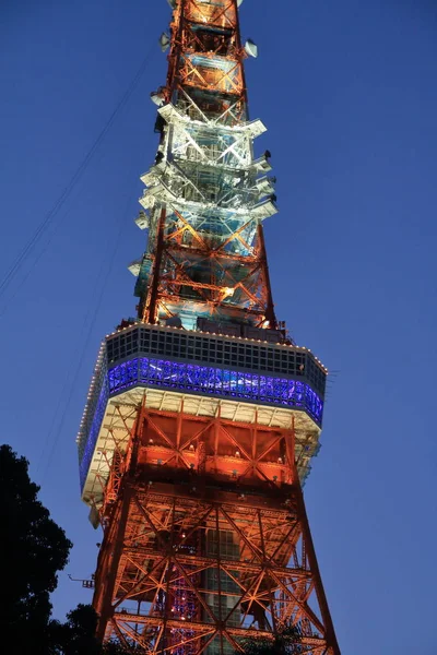 Torre de Tóquio em Shiba, Tóquio, Japão (cena noturna ) — Fotografia de Stock