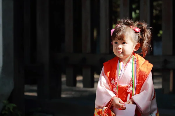 Japanese girl on Seven-Five-Three festival (3 years old) — Stock Photo, Image