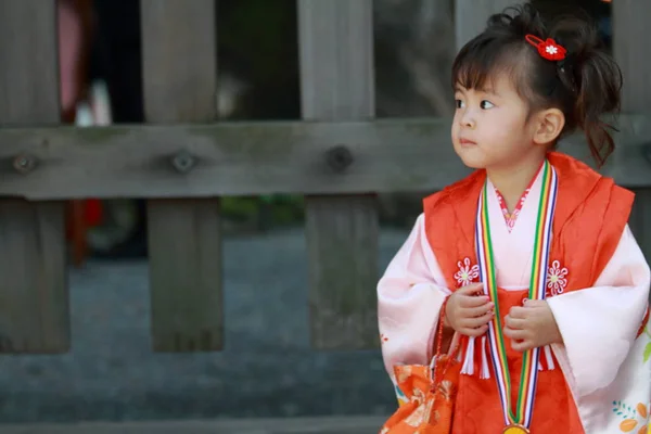 Japanese girl on Seven-Five-Three festival (3 years old) — Stock Photo, Image