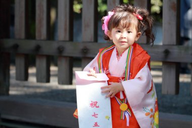 Yedi-beş-üç Festivali (3 yaşında Japon kız)