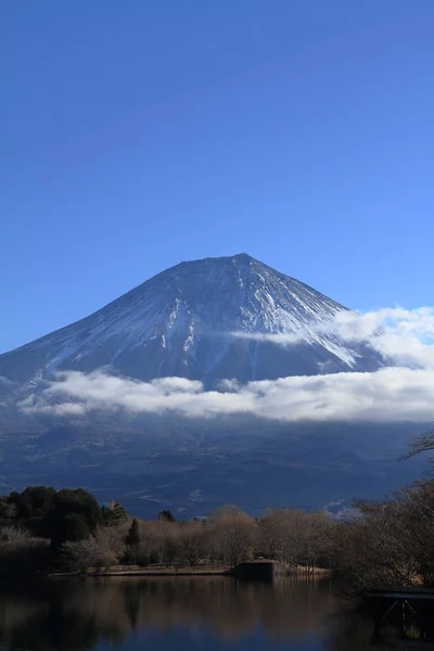 Mt. Fuji, вид з Танукі озера, Сідзуока, Японія (взимку) — стокове фото