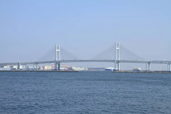 Yokohama bay bridge, Kanagawa, Japán (kilátás Yamashita park) — Stock Fotó