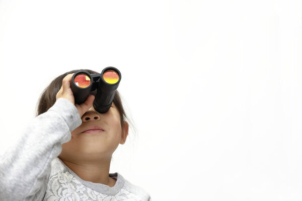 Japanese girl with opera glass (white back) (5 years old)