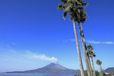 Japonya, Kagoshima 'da Sakurajima, Osumi yarımadasından manzara
