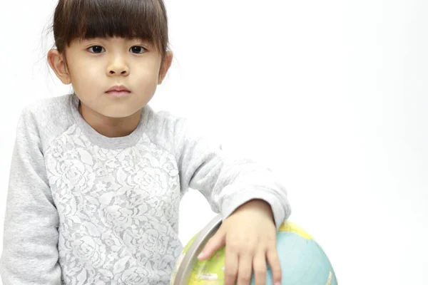 Глобус Японська Дівчинка Біла Спина Років — стокове фото